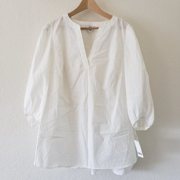 NWT - Bar III Plus Size 3/4-Sleeve Split Neckline White Top - Size 1X - Picture 1 of 6